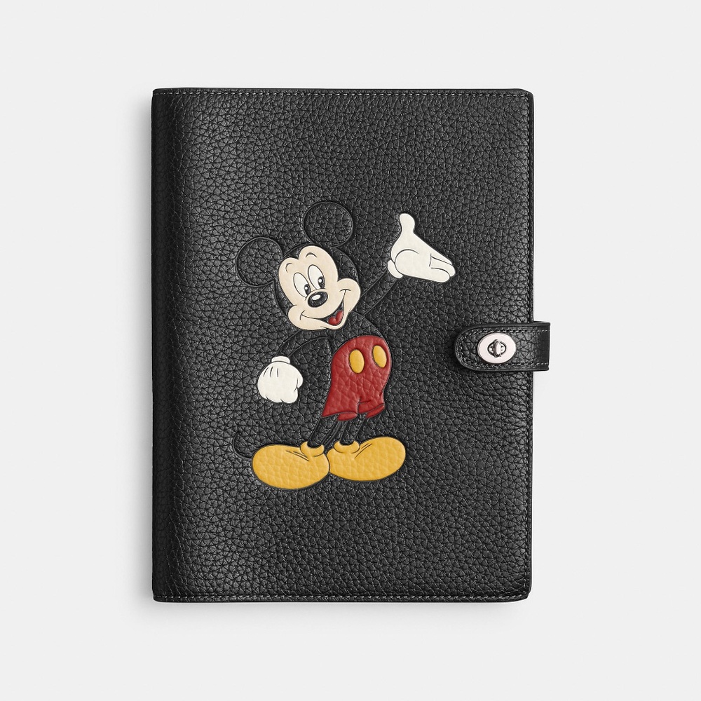 Disney X Coach Notebook In Regenerative Leather With Mickey Mouse